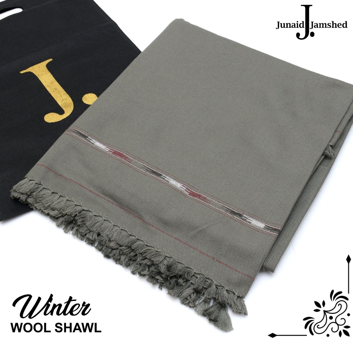 J. GENTS WOOL SHAWL MOUSE GRAY